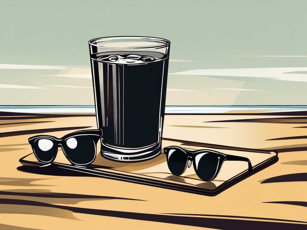 Sunglass clipart - sunglasses next to a cocktail on the beach  