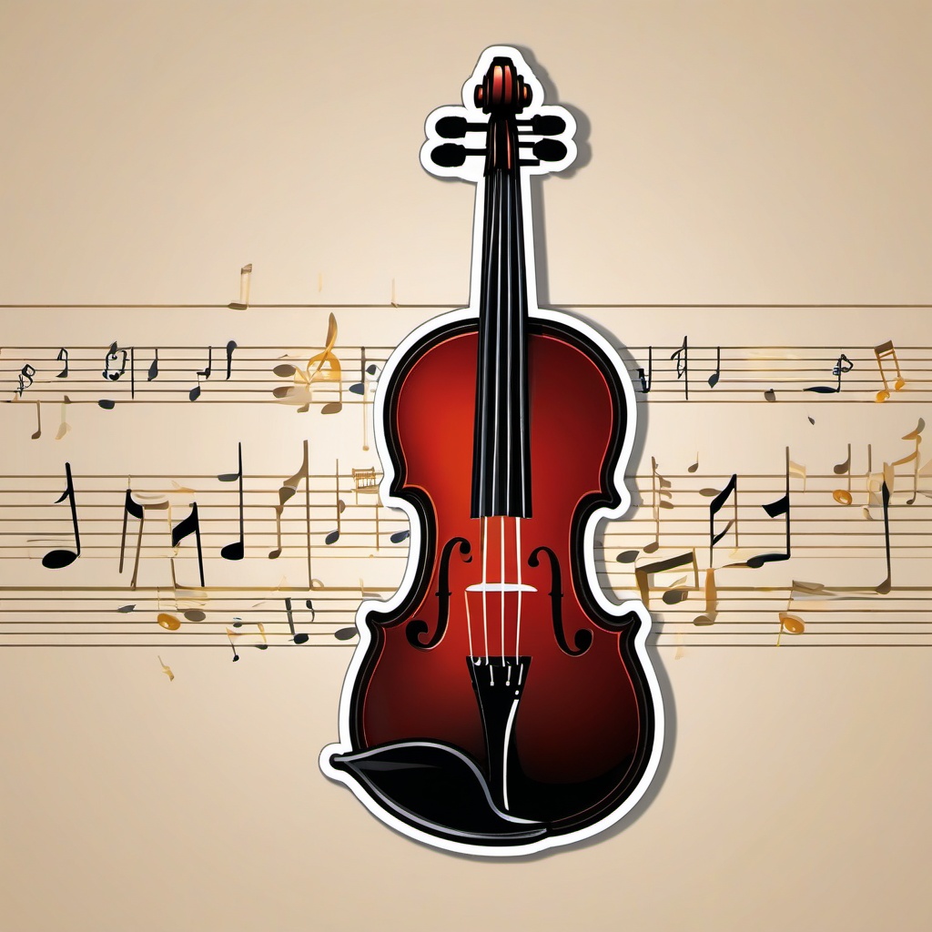 Violin Bow Music Sticker - Melodic resonance, ,vector color sticker art,minimal