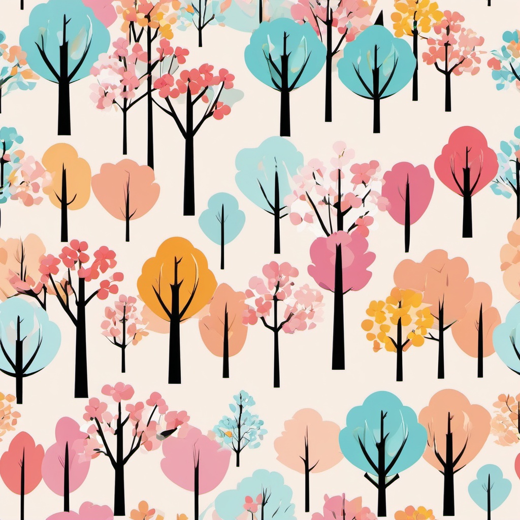 Spring Blossoms clipart - Blossoming trees in spring, ,vector color clipart,minimal