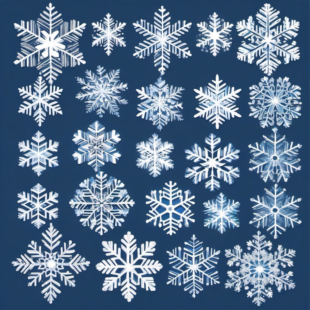 Snowflake Clipart, Unique and delicate snowflakes in winter. 