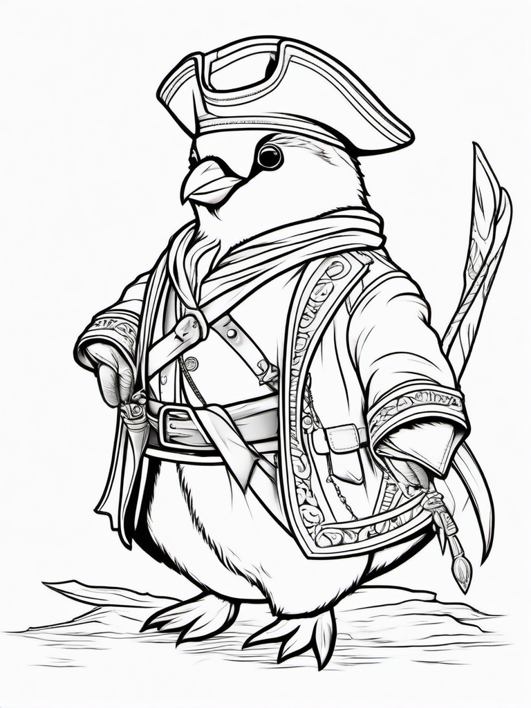 Penguin Coloring Pages - Penguin dressed as a pirate  simple coloring pages