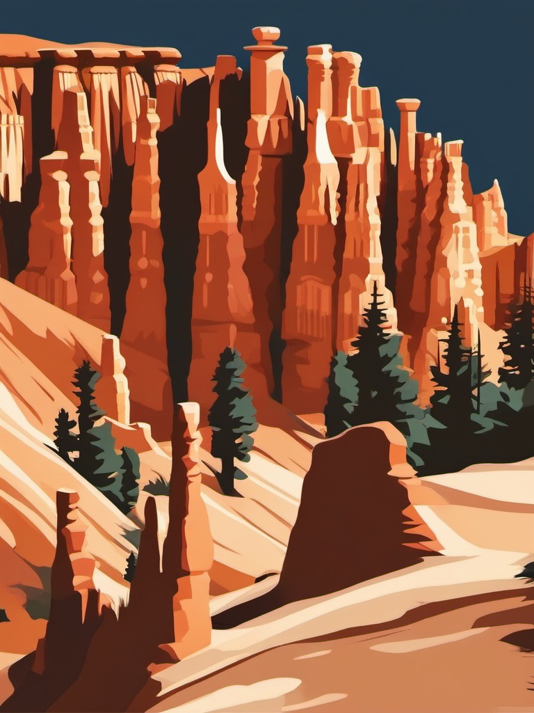 Bryce Canyon Hoodoos sticker- Tall, thin rock spires in Bryce Canyon National Park, , sticker vector art, minimalist design