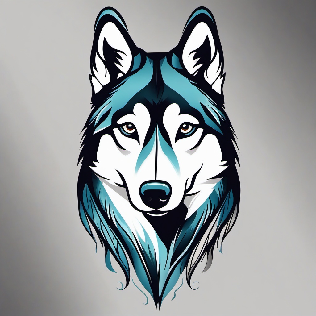 tattoo siberian husky  simple color tattoo,minimal,white background