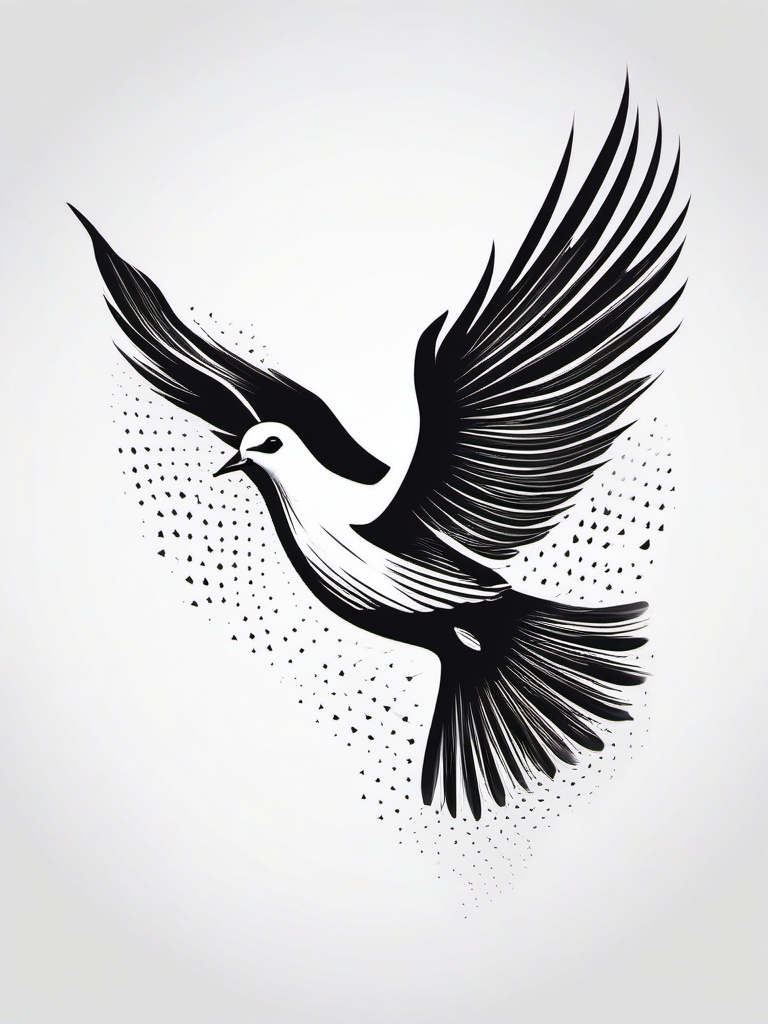 Dove In Flight Tattoo - Dove in flight  minimal tattoo design, white background