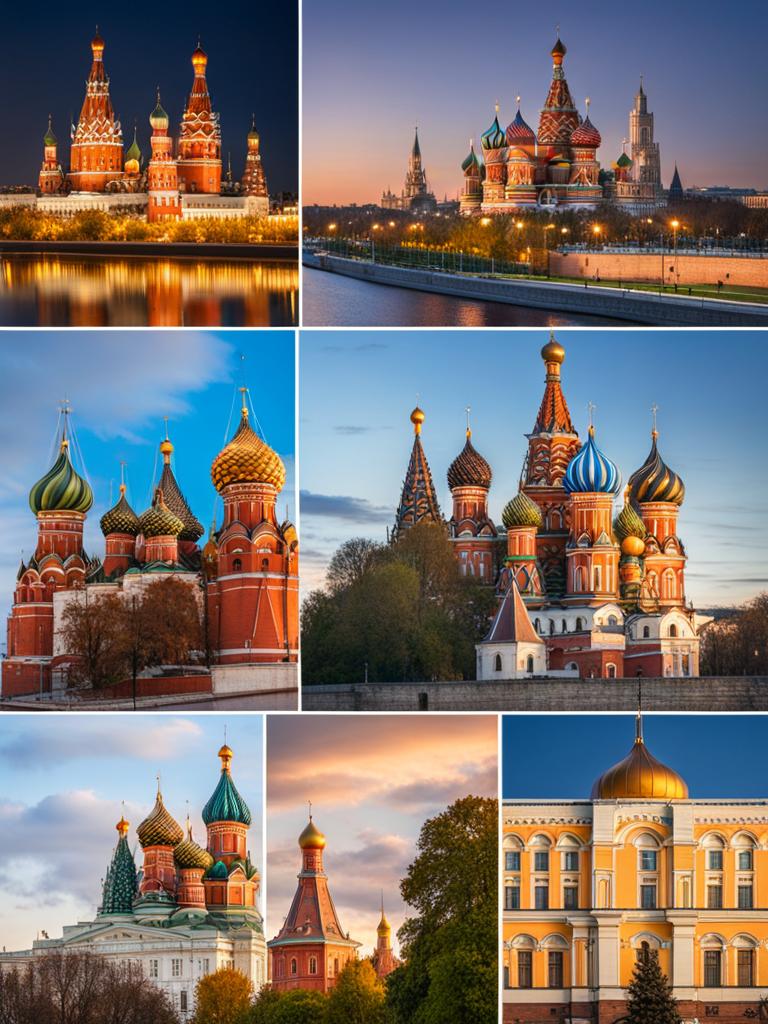 russian onion domes, with vibrant colors, adorn the skyline of moscow, russia. 