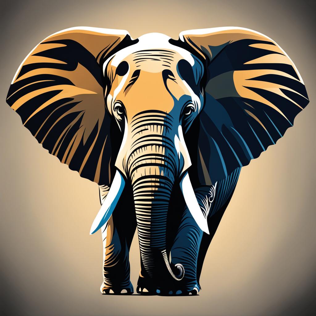 elephant clipart - a majestic and strong elephant with wrinkled skin. 