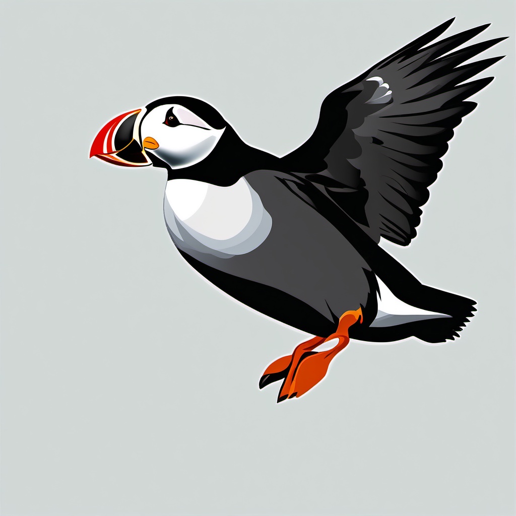 Puffin clipart - Seabird with a distinctive beak in flight, ,color clipart vector style