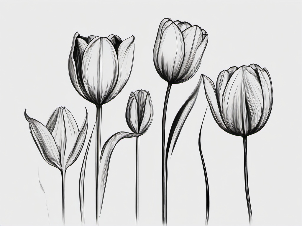 sketch of tulip flower  minimal rough sketch scribbles,doodles,black and white