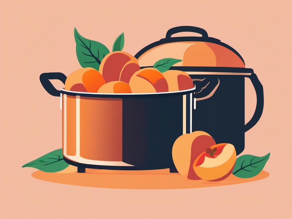 Peach Jam Making Clipart - Pot of peaches being cooked for jam.  color vector clipart, minimal style