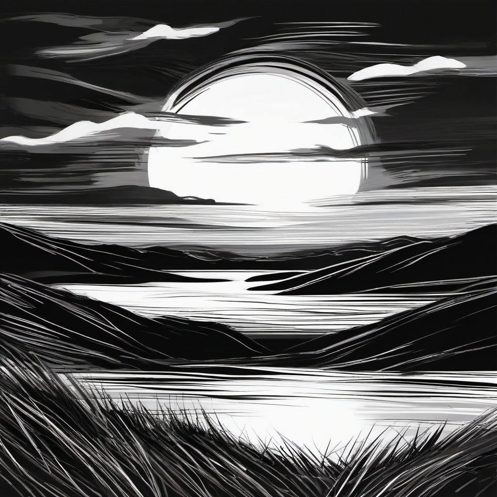 sketch of sunrise  minimal rough sketch scribbles,doodles,black and white