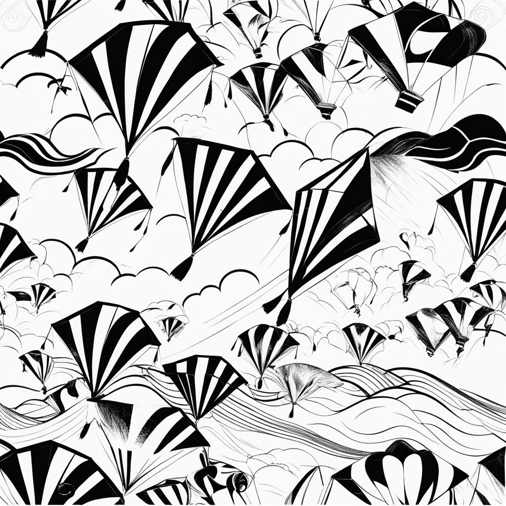 kite clipart black and white 