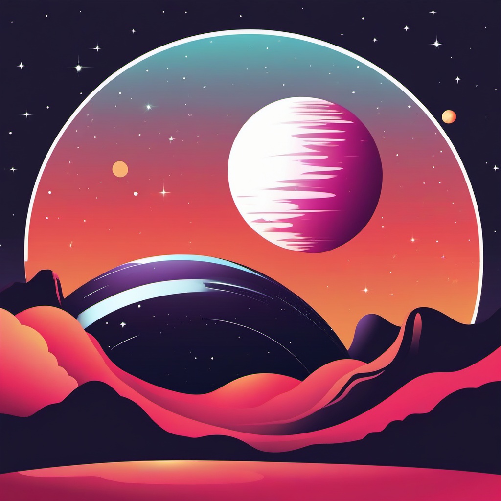 Planet Clipart - A distant planet in the galaxy.  color clipart, minimalist, vector art, 