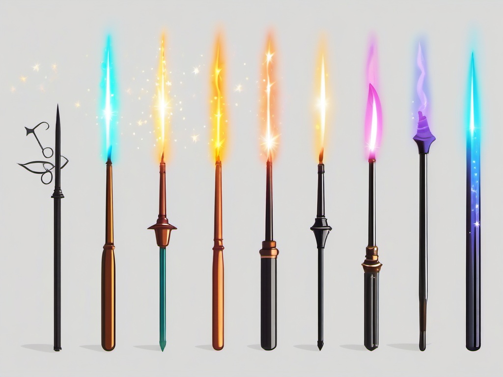 Magical Wand Clipart - A magical wand emanating mystical sparks, a tool for casting enchantments.  color clipart, minimalist, vector art, 