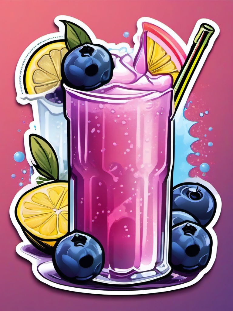 Frozen Blueberry Lemonade sticker- A frosty blend of blueberries, vodka, lemonade, and ice, perfect for cooling down on hot days., , color sticker vector art