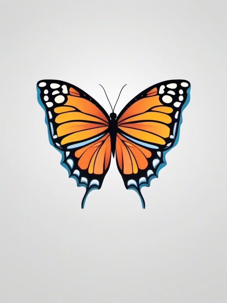 cartoon butterfly tattoo  simple color tattoo, minimal, white background