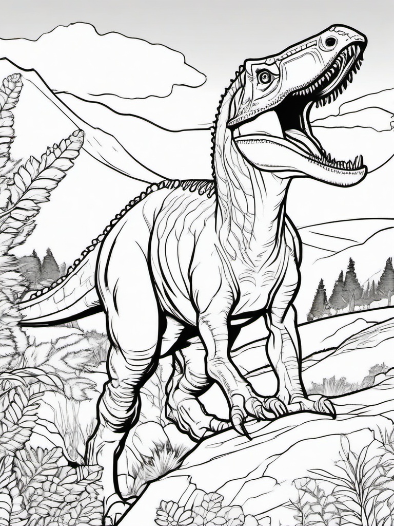 Therizinosaur Coloring Pages - Long-Clawed Herbivorous Dinosaur  black outline printable coloring page