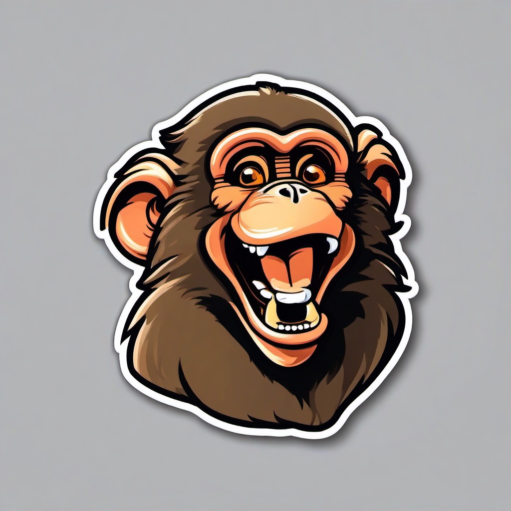 Baboon cartoon - cheeky primate with a big smile  cartoon sticker style