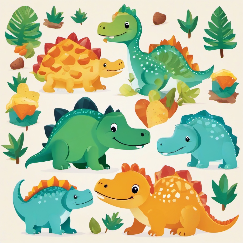 Dino Nugget Clipart,Whimsical illustrations of dinosaur nuggets  vector clipart