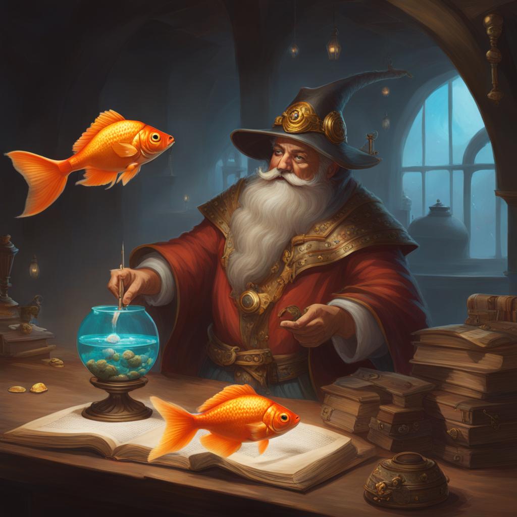 xanathar the eccentric beholder casts spells and schemes with his pet goldfish, sylgar. 