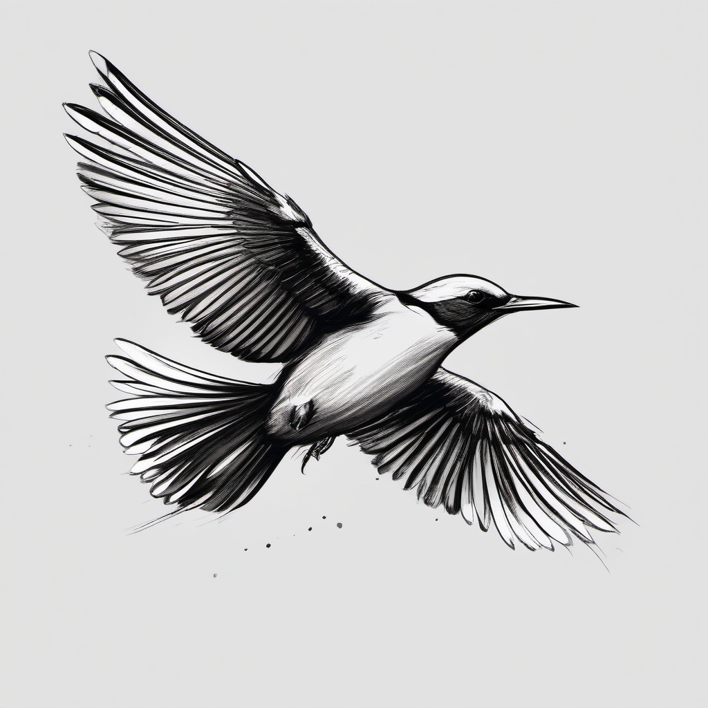 drawing of a bird taking off with wings  minimal rough sketch scribbles,doodles,black and white