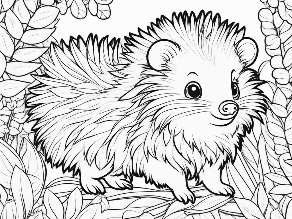 porcupettes cute animals coloring page 