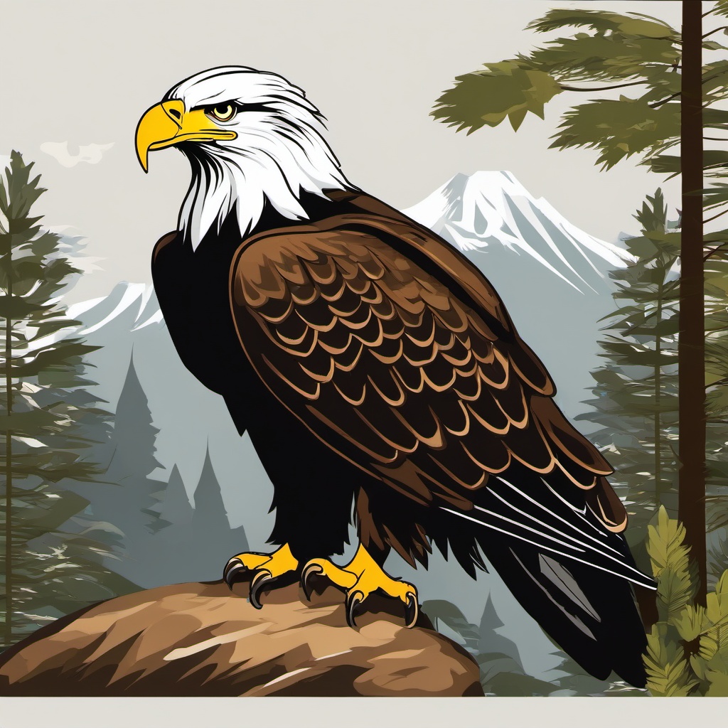 Eagle clipart - eagle in a natural habitat  