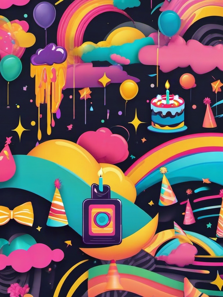 Birthday Background Wallpaper - 90s theme party backdrop  