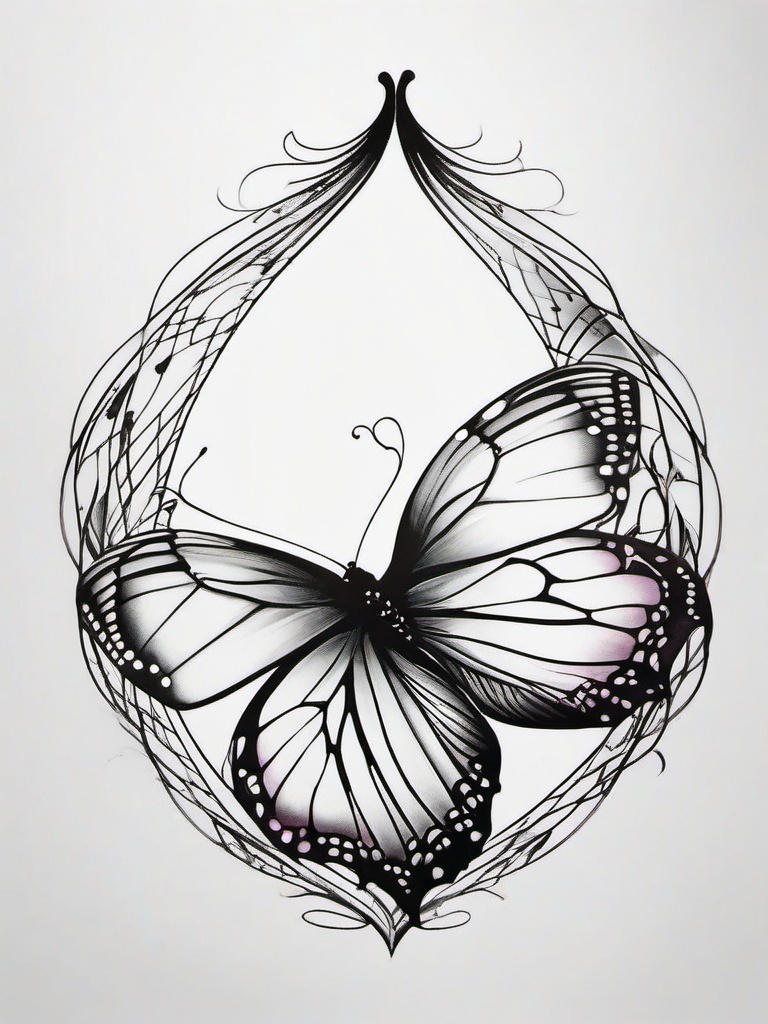 butterfly cocoon tattoo designs  simple color tattoo, minimal, white background