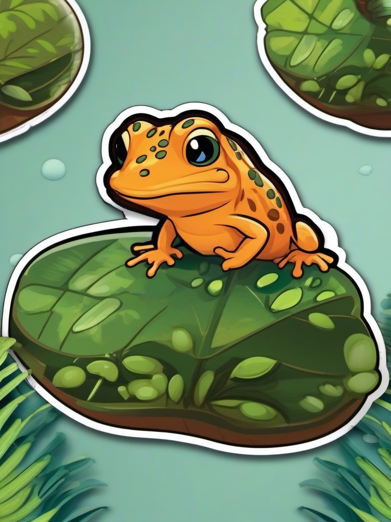 Newt cartoon - small, aquatic amphibian  cartoon sticker style