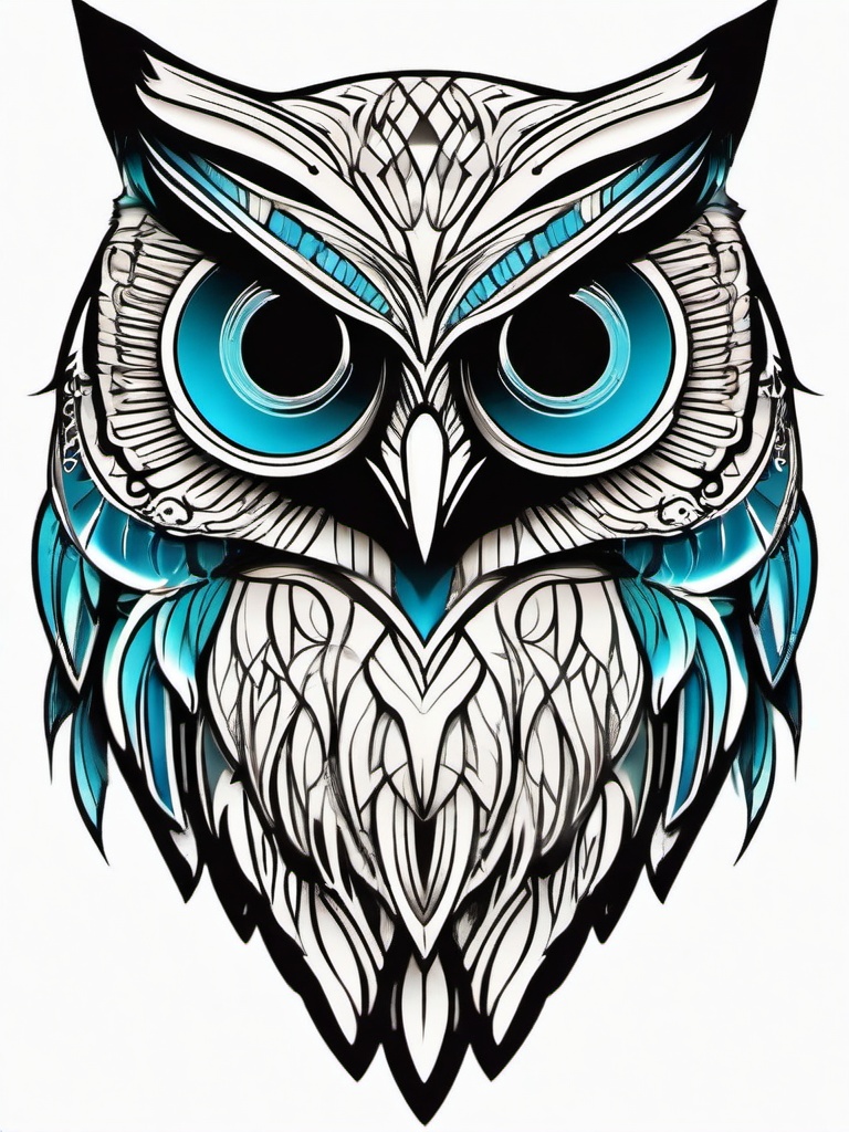 Cool Owl Tattoo - Stay cool and stylish with a tattoo featuring a cool and charismatic owl.  simple color tattoo,vector style,white background