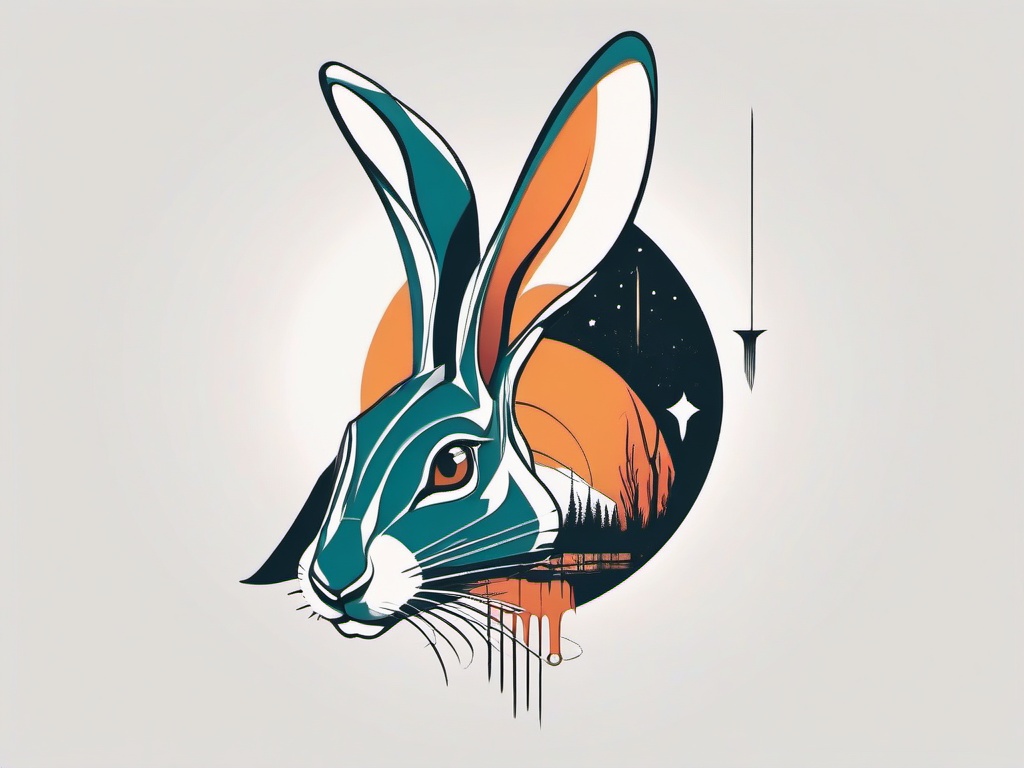 rabbit hole tattoo  minimalist color tattoo, vector