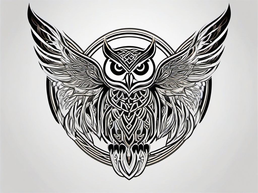 Guardian Owl Celtic Owl Tattoo - Symbolize protection and wisdom with a guardian owl in a Celtic design.  simple color tattoo,vector style,white background