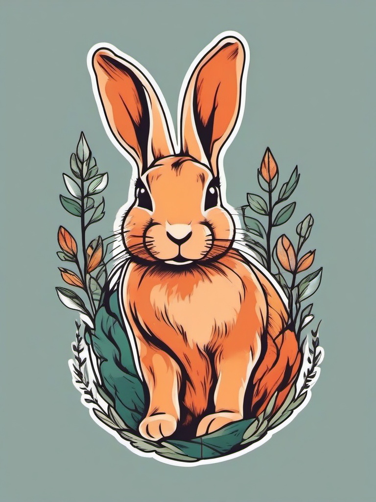 earth rabbit tattoo  minimalist color tattoo, vector