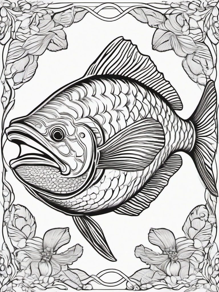 Coelacanth Coloring Pages - Ancient Living Fossil Fish  black outline printable sheet, coloring page