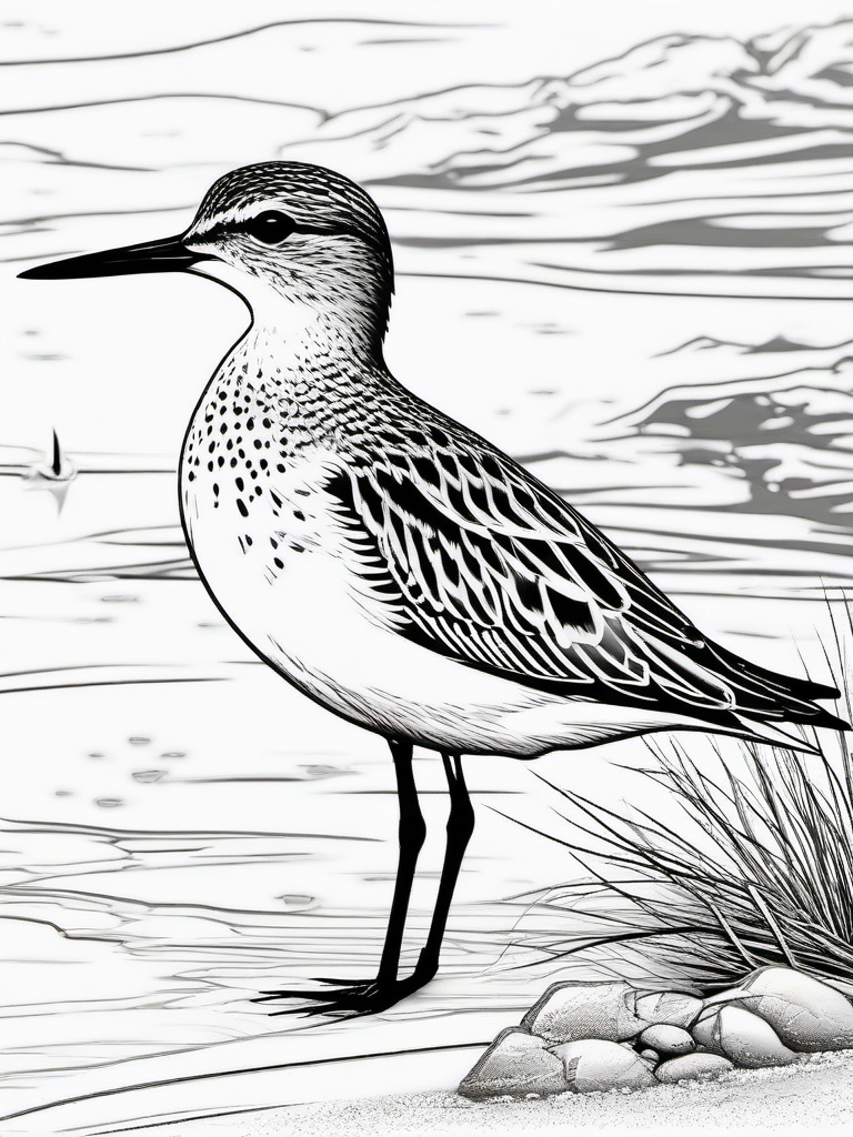 Sandpiper Coloring Pages - Small Shoreline Bird  minimal black outline printable sheet, coloring page