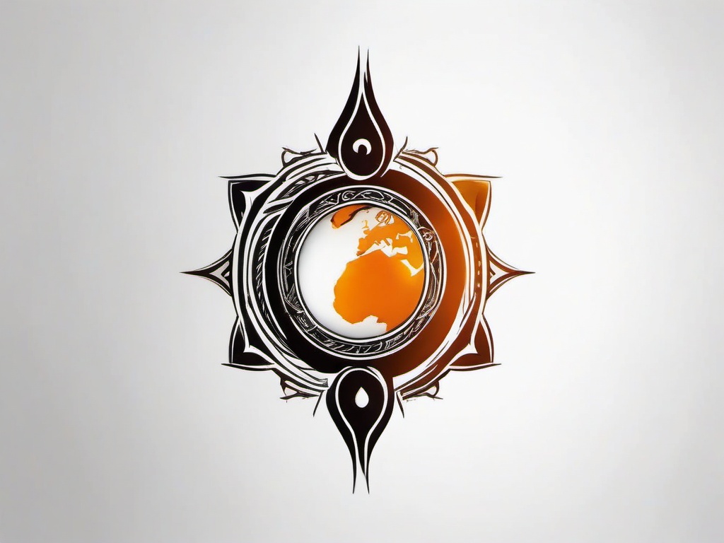 earth and fire sign tattoo  simple color tattoo,white background