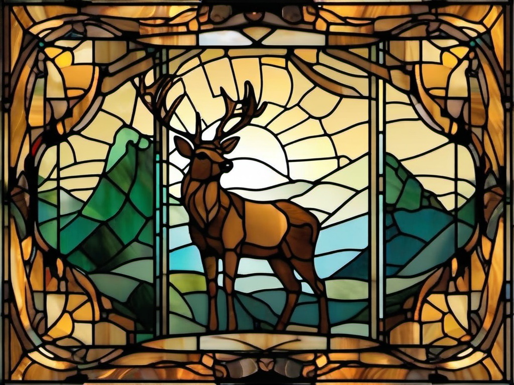 Stained Glass Deer - Elegant deer with antlers  