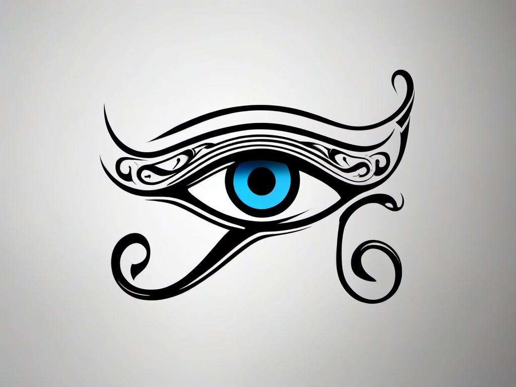 tribal eye of horus tattoo  simple color tattoo,minimal,white background