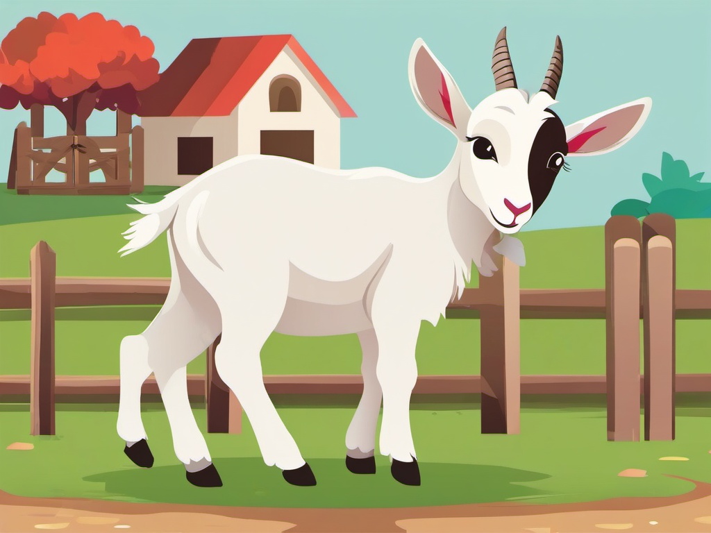 Kid Goat clipart - Playful kid goat on the farm, ,vector color clipart,minimal