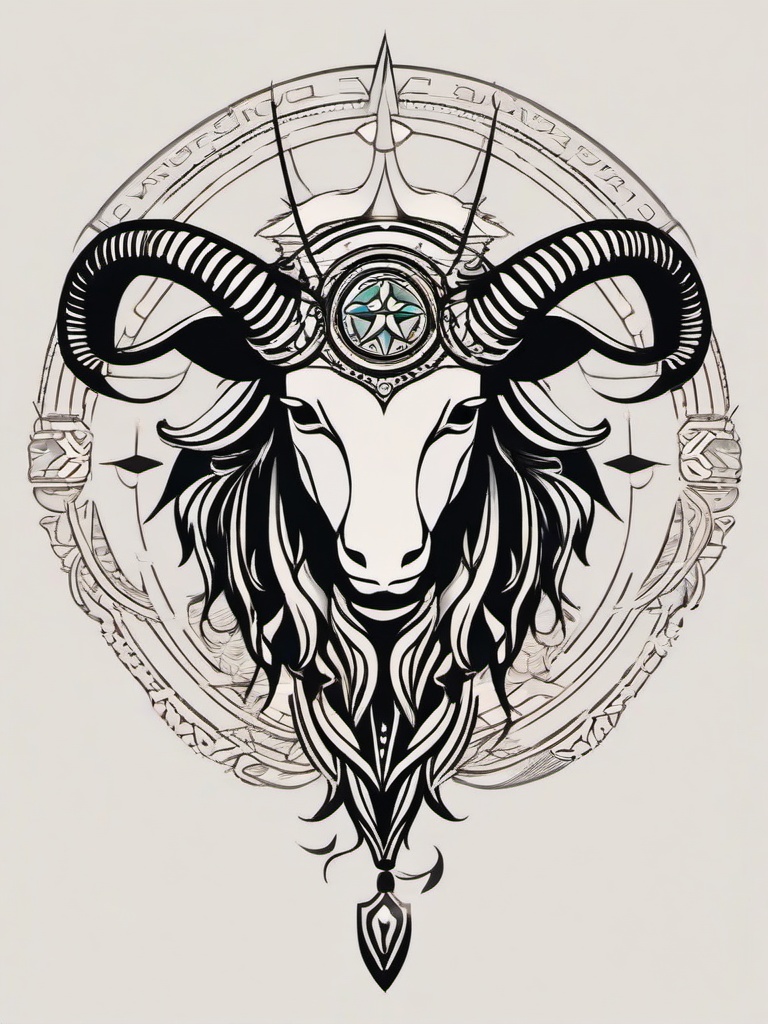 capricorn taurus tattoo  simple vector color tattoo