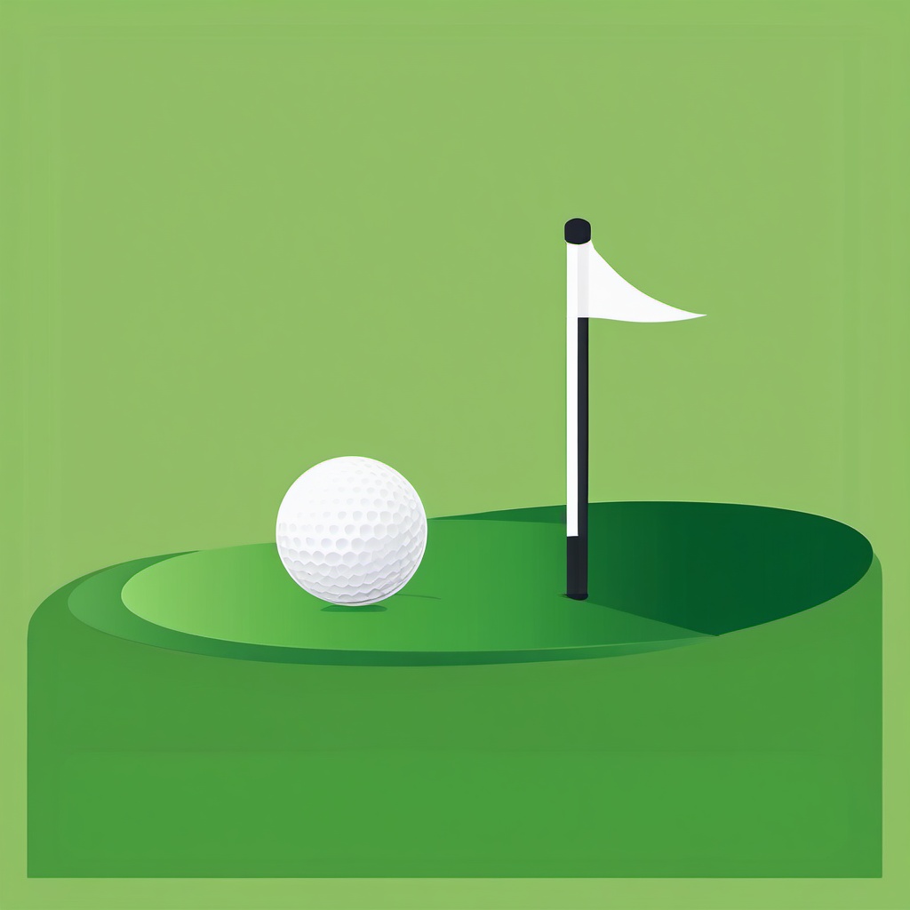 Golf Ball on Green Clipart - A golf ball on the putting green.  color vector clipart, minimal style