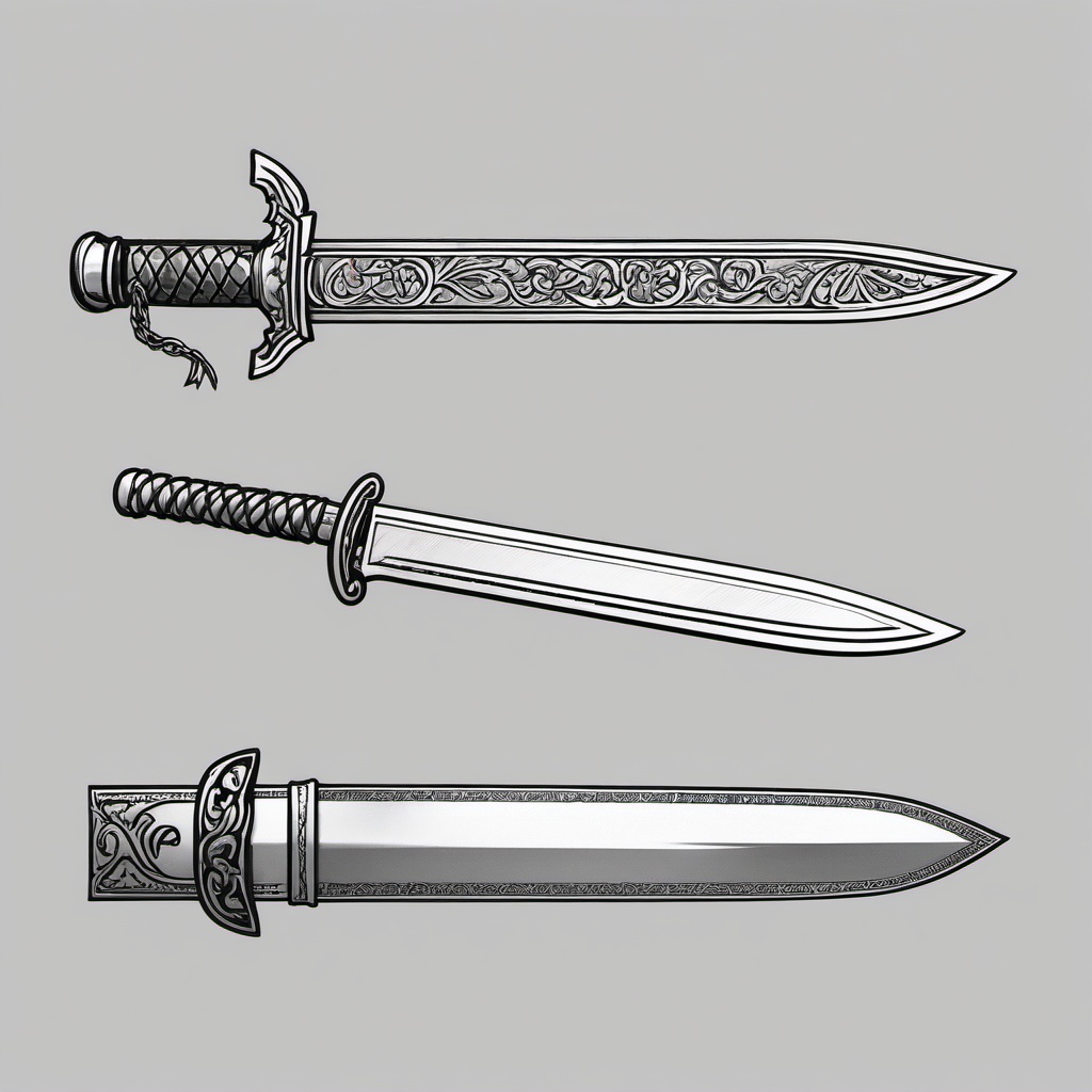 sketch of a sword  minimal rough sketch scribbles,doodles,black and white