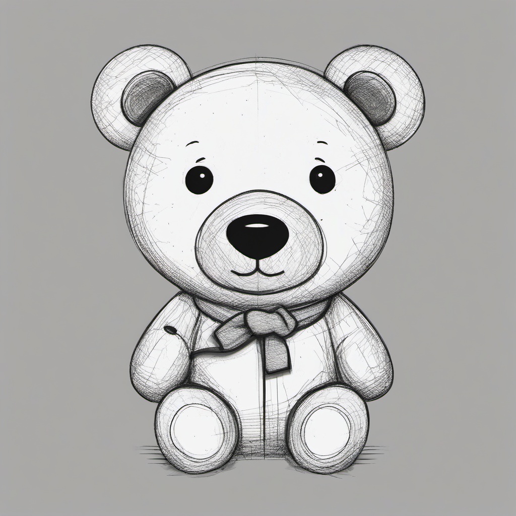 sketch of teddy  minimal rough sketch scribbles,doodles,black and white