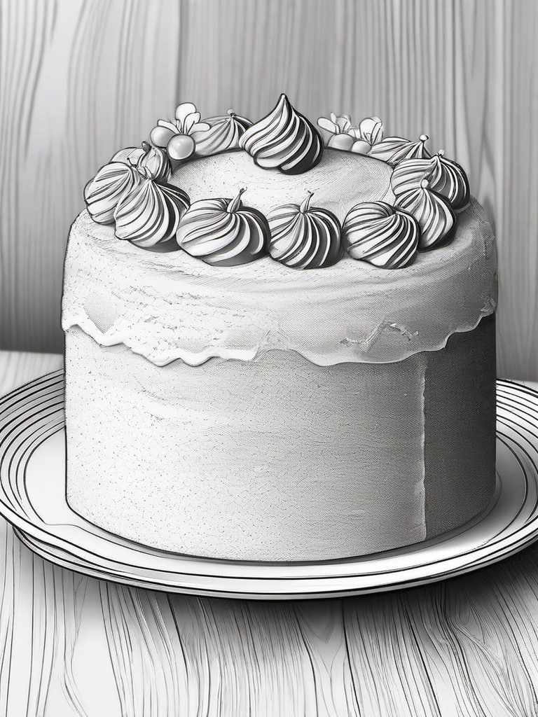 Cake Coloring Pages - Chiffon cake with a light dusting of sugar  simple coloring pages