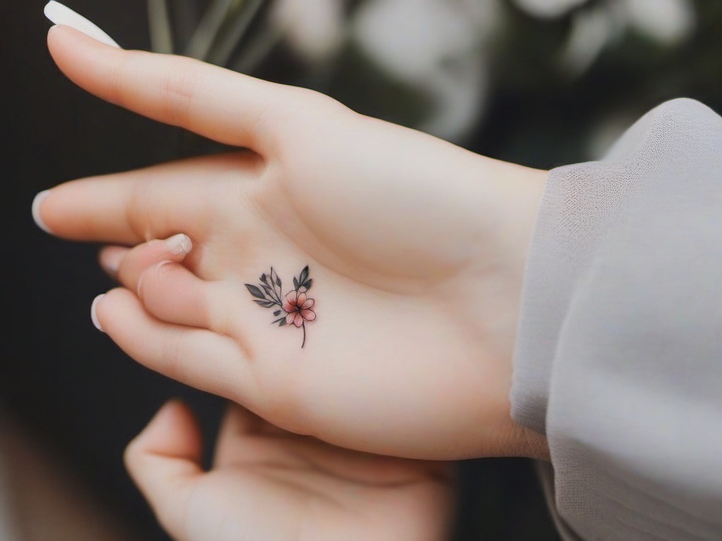 Tiny Flower Tattoos - Small-sized tattoos with various tiny flower designs.  simple color tattoo,minimalist,white background