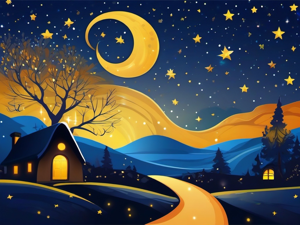 Starry Night Cartoon Background  ,desktop background wallpaper