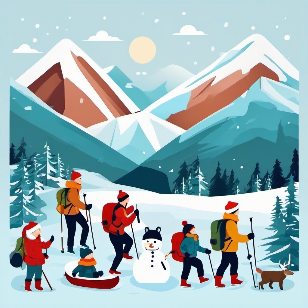 Winter Adventure clipart - Adventurous winter activities, ,vector color clipart,minimal