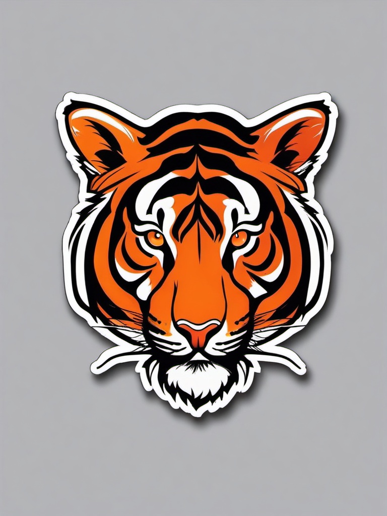 Tiger Sticker - A fierce tiger with vibrant orange and black stripes. ,vector color sticker art,minimal