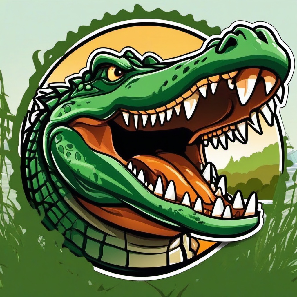 Crocodile cartoon - powerful river hunter with sharp teeth  cartoon sticker style