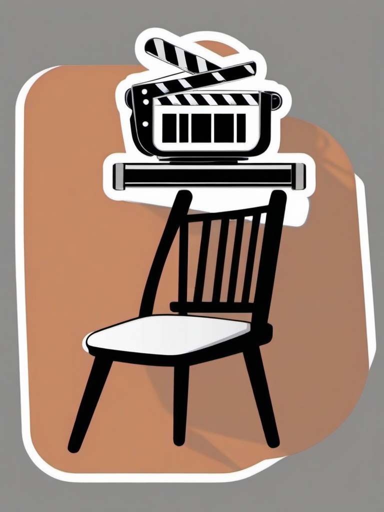 Film director's chair sticker- Behind the scenes, , sticker vector art, minimalist design